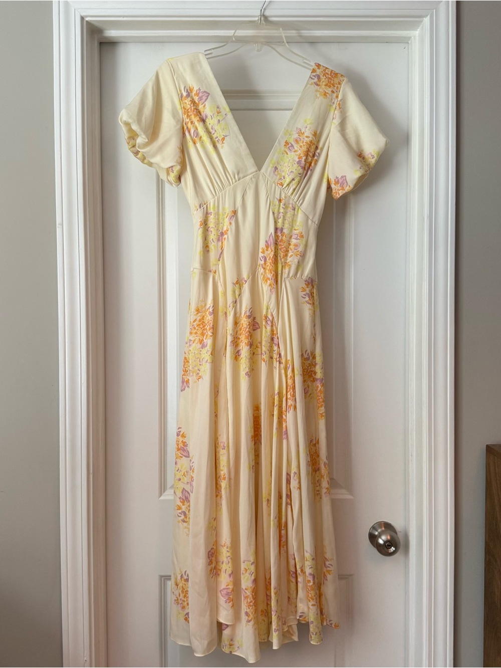 Free People Floral V-Neck Cream Dress